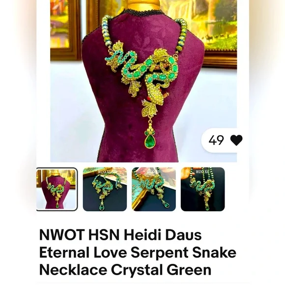 Heidi, DAUS! “Night of the Serpent “Emerald Drop Pendant￼ - Picture 3 of 10